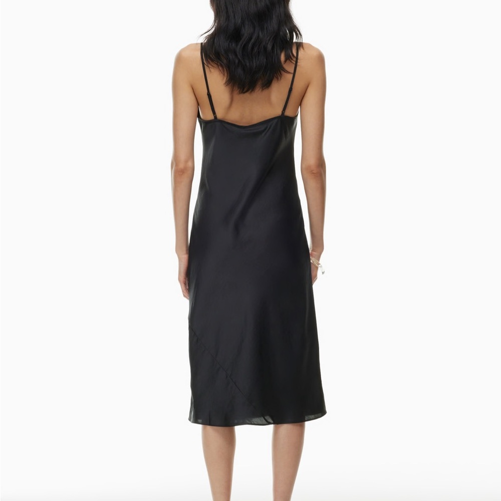 Aritzia Wilfred black satin midi slip dress - Picture 3 of 8